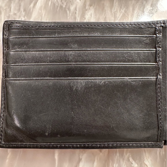 Coach Black Leather and Canvas Men’s Billfold Wallet In Signature Print - Picture 5 of 6